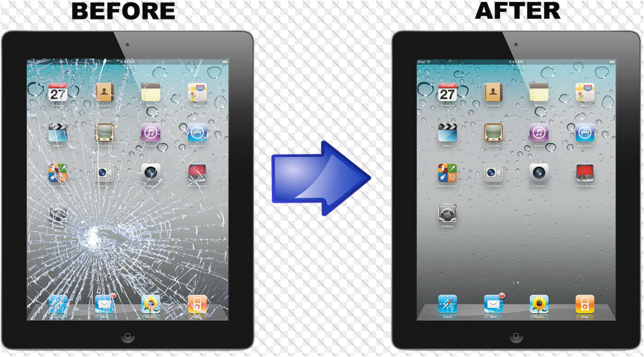 cracked ipad before and after
